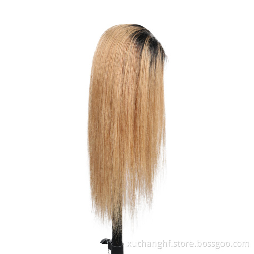 Brazilian virgin cuticle aligned hair vendors Per-Plucked ombre Highlight 180% Transparent HD Lace Closure 13x4 human hair Wigs